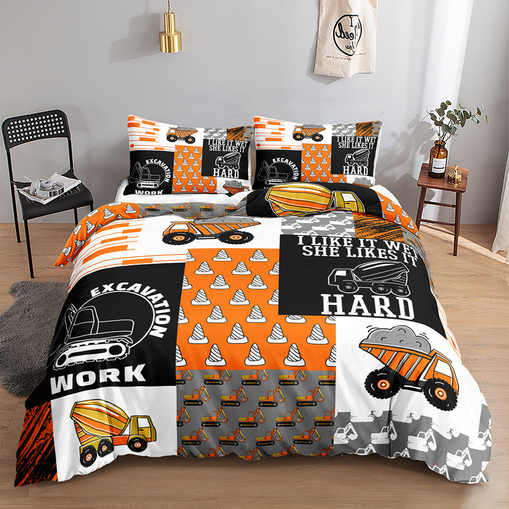 colorful excavator bedding set for kids gift