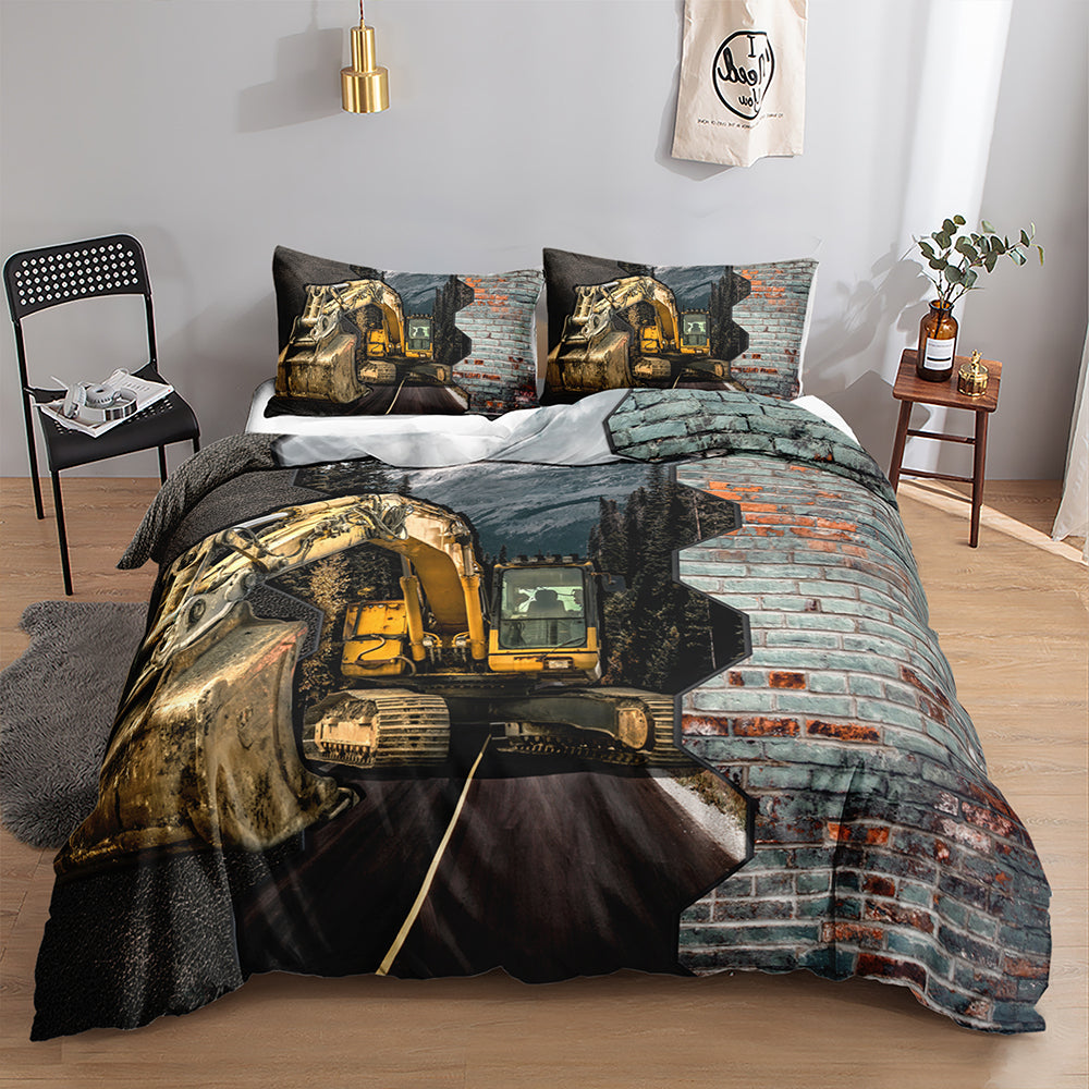 kids truck excavator themed bedroom