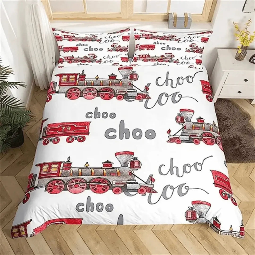 Durable and soft quilt cover with excavators, diggers, and cranes