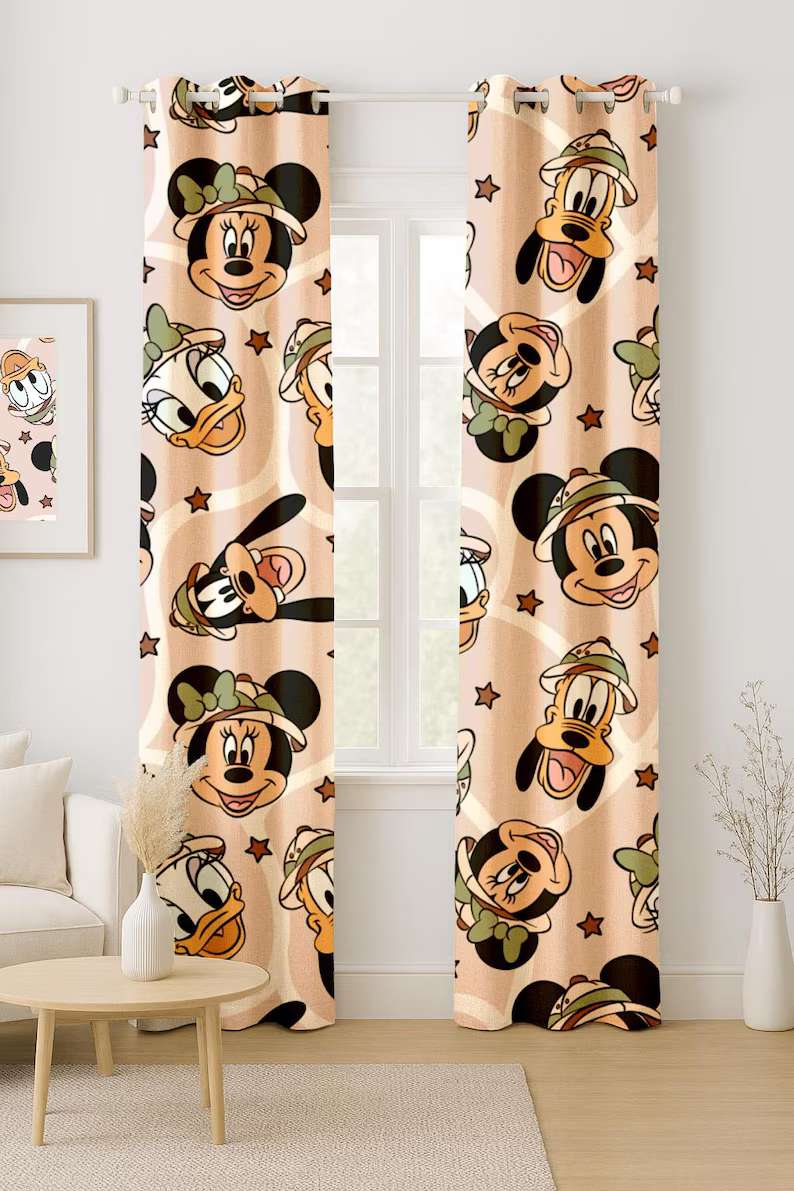 Minnie Mouse Mickey Mouse Donald Duck & Pluto cartoon character drapes kids bedroom