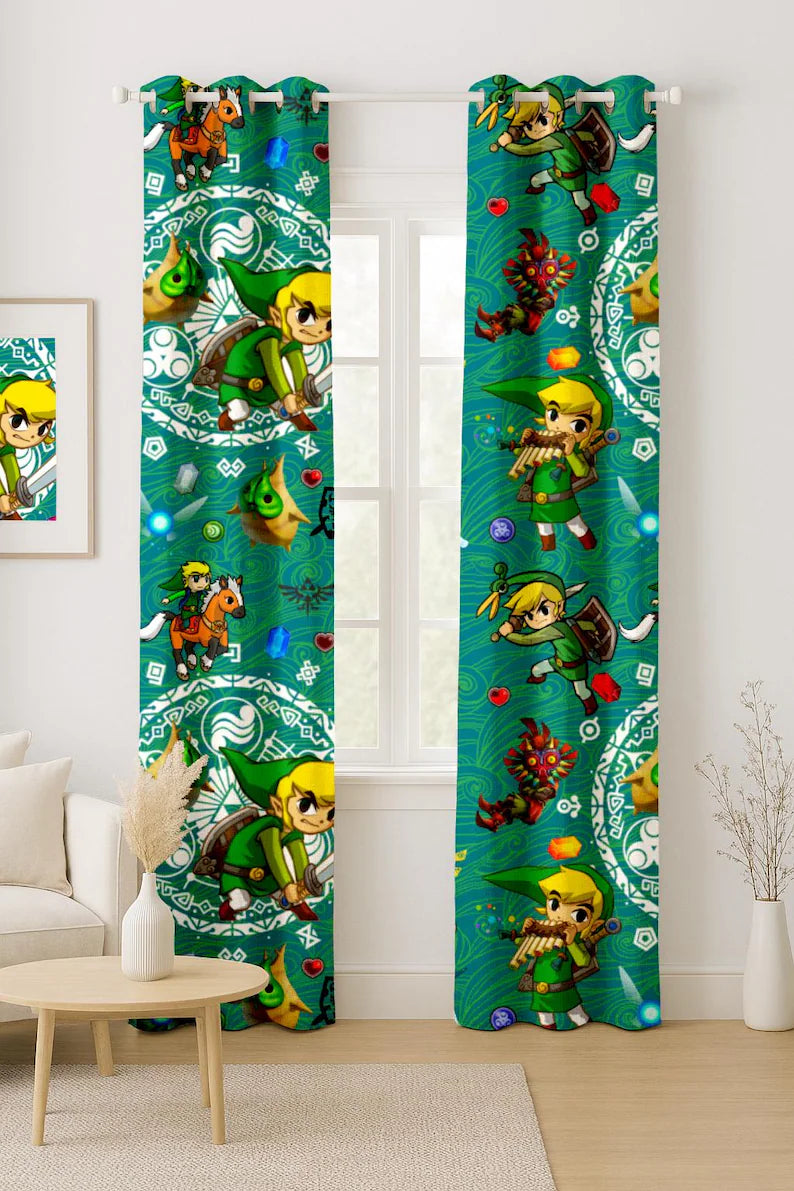 The Legend of Zelda cartoon drapes for boys girls room
