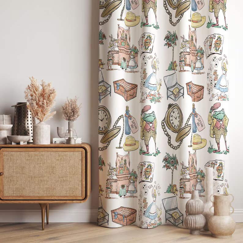 children room curtains cartoon theme