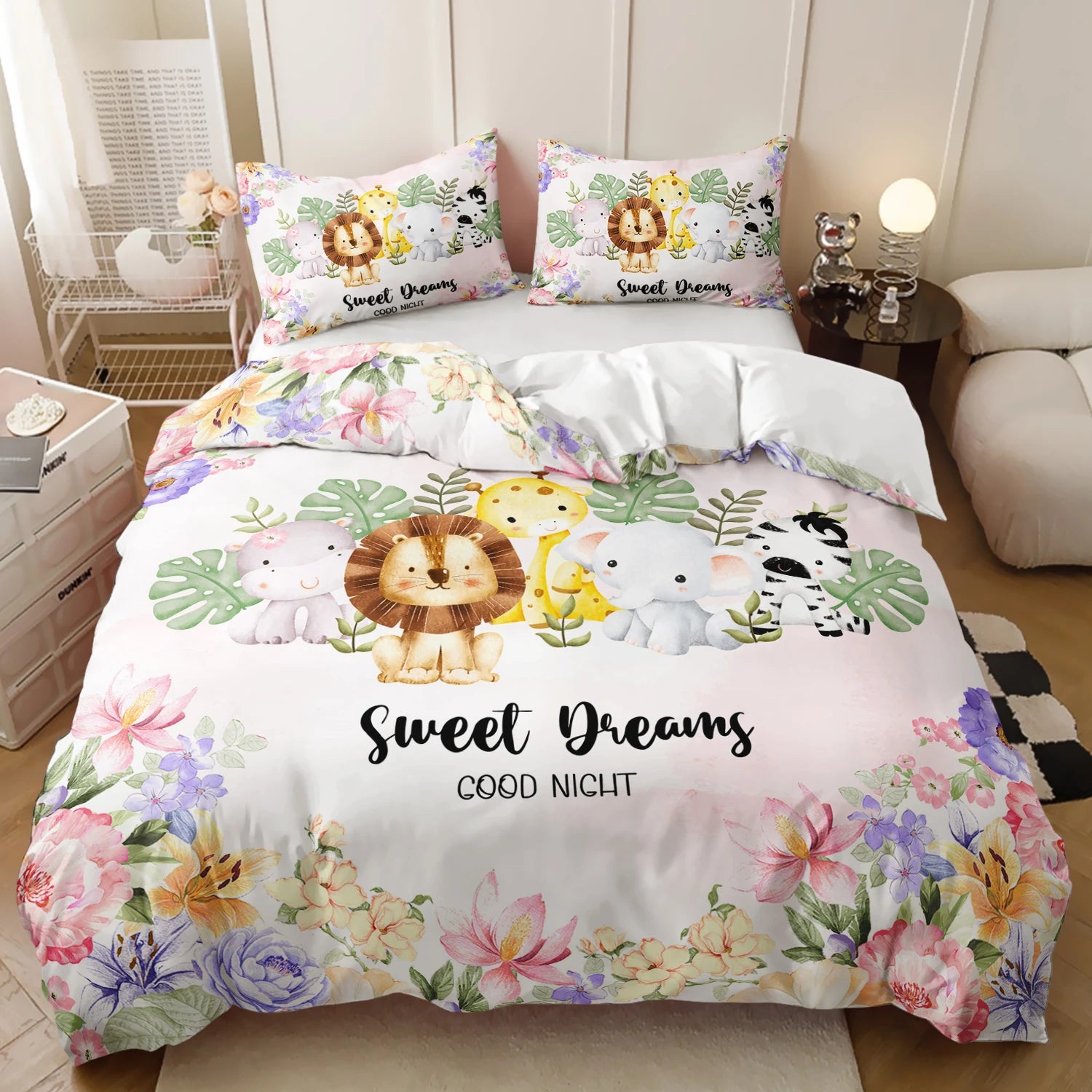 cute colorful animal duvet cover for children