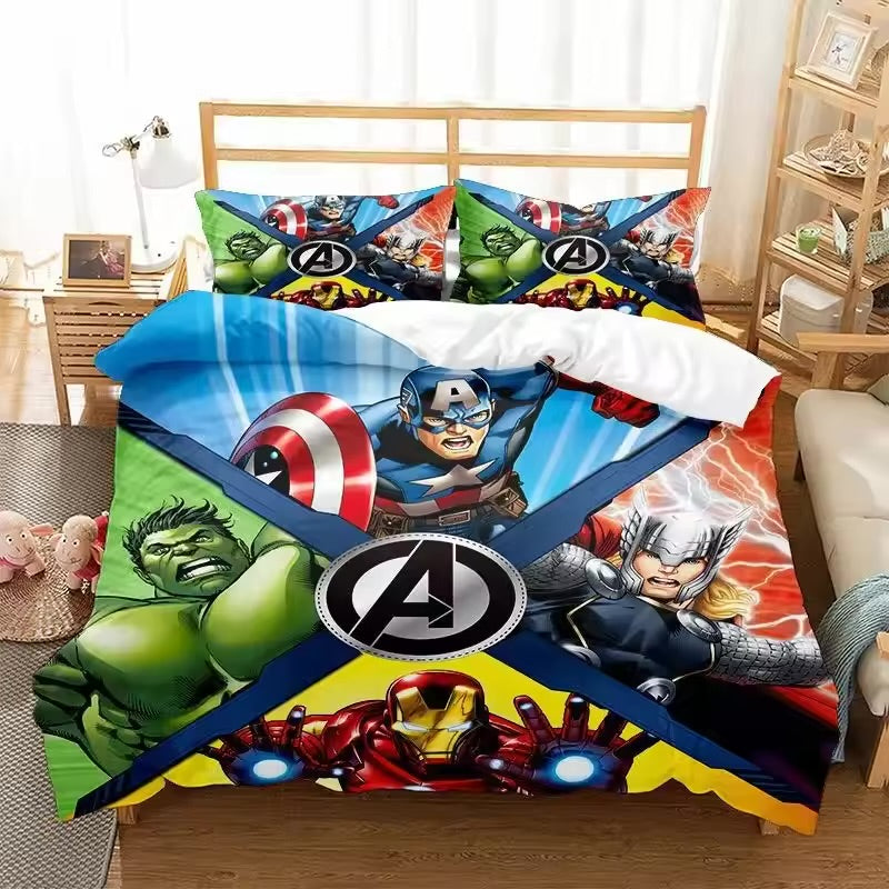 Kids Marvel Avengers bedding set with Iron Man and Spider-Man design