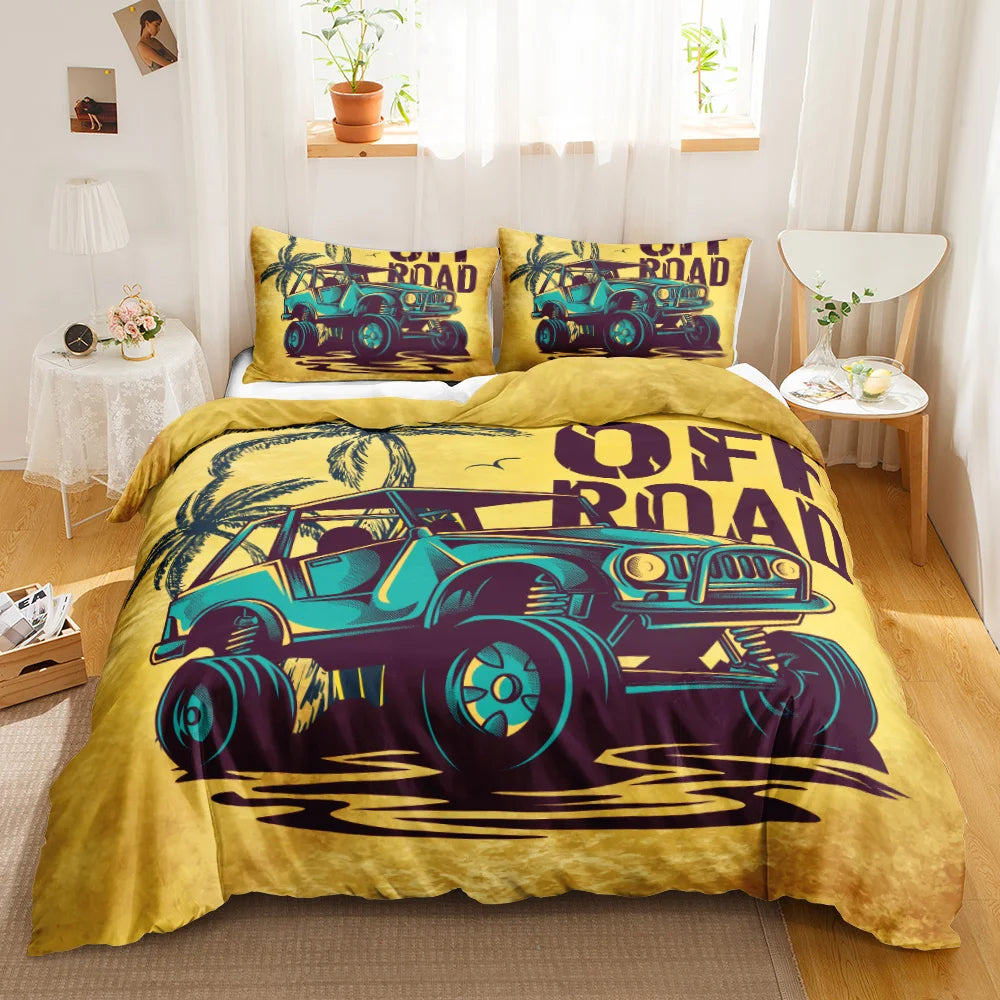Colourful 4WD kids bedding