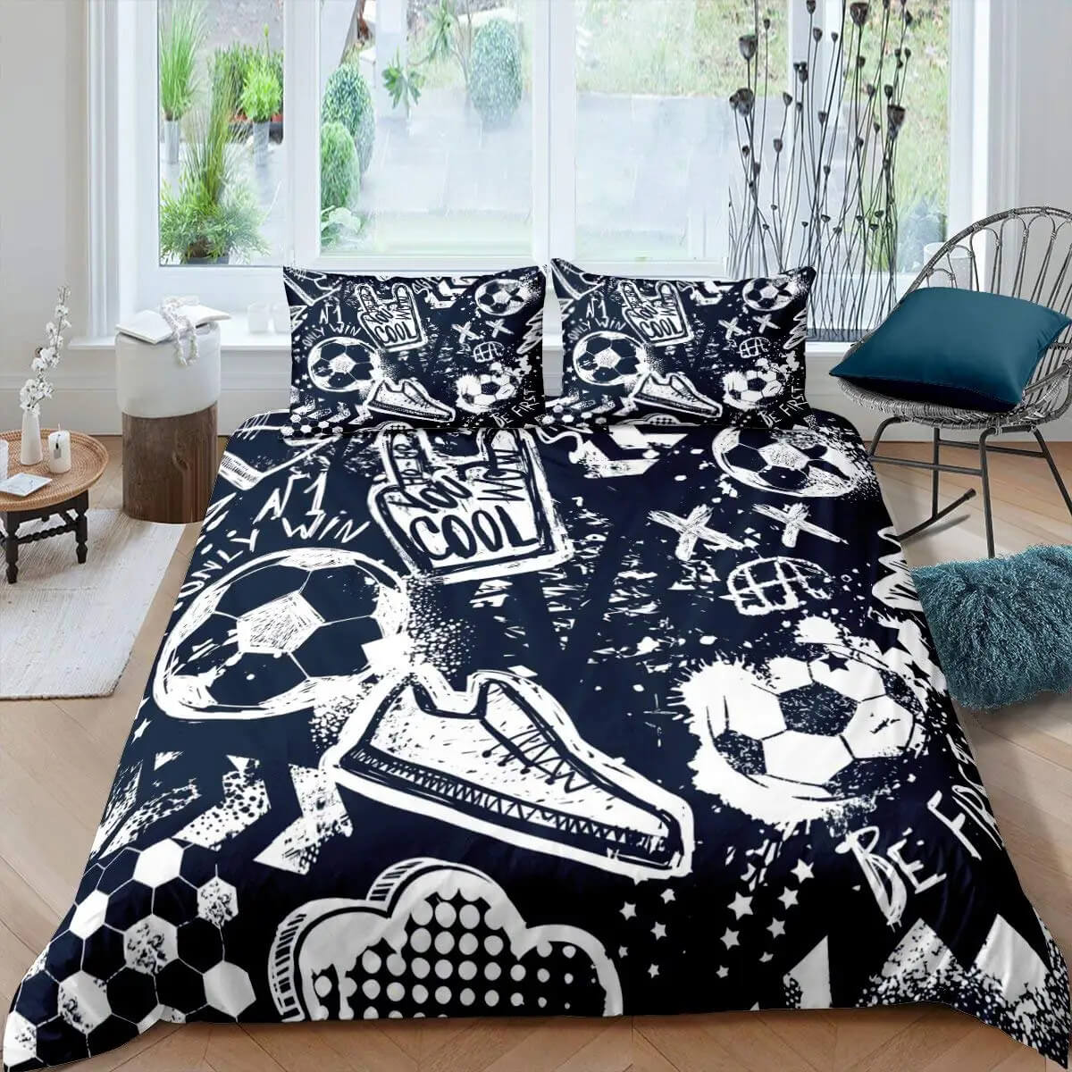 Football quilt cover set for girls and boys