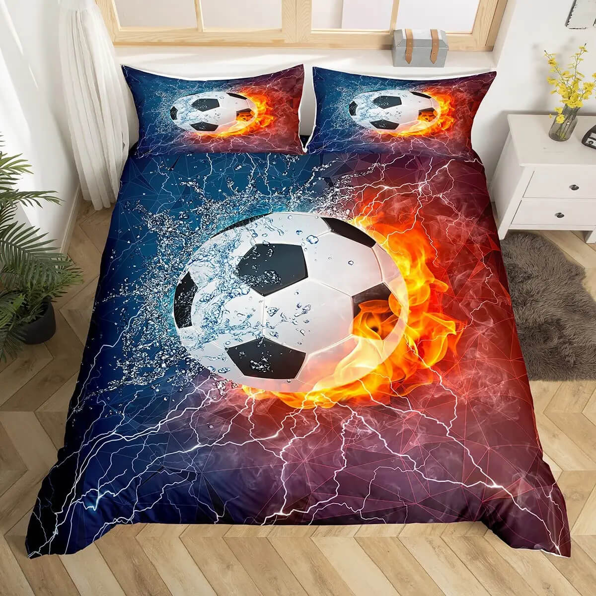 Fun football quilt cover for boys’ sports decor