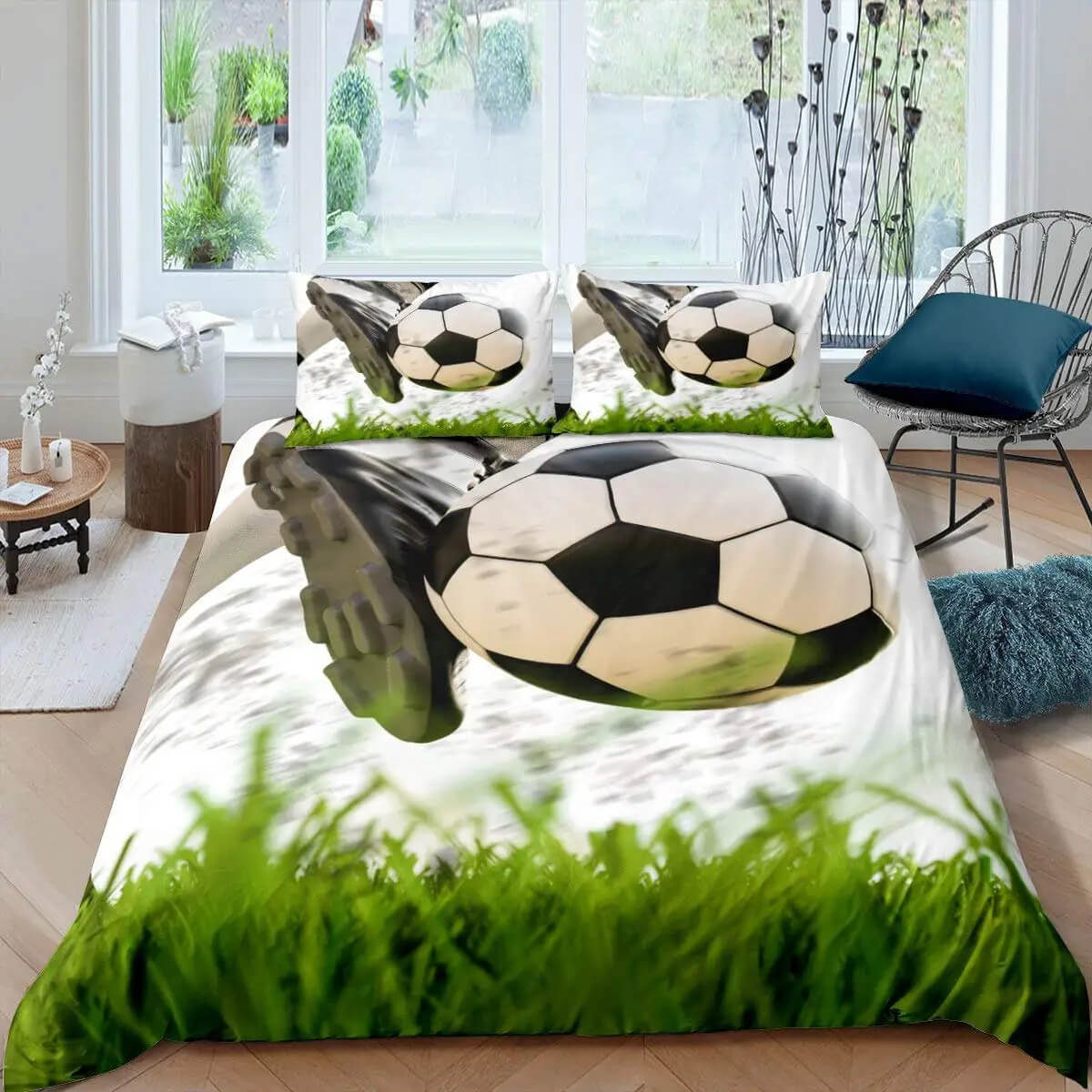 Kids cartoon football bedding cover set