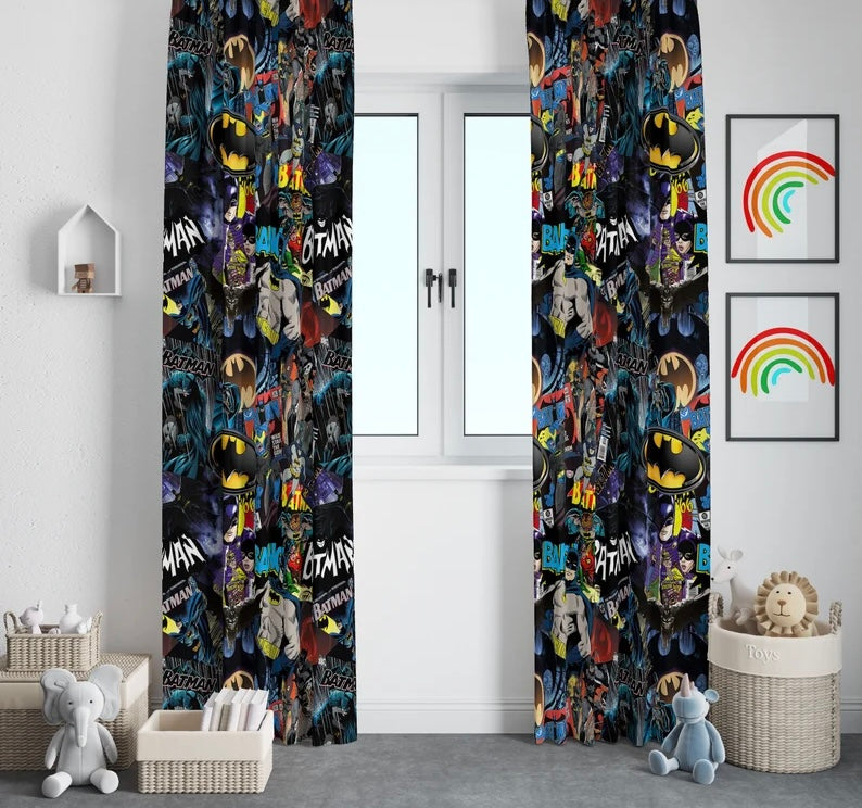 Batman-themed curtains kids superhero curtains modern design
