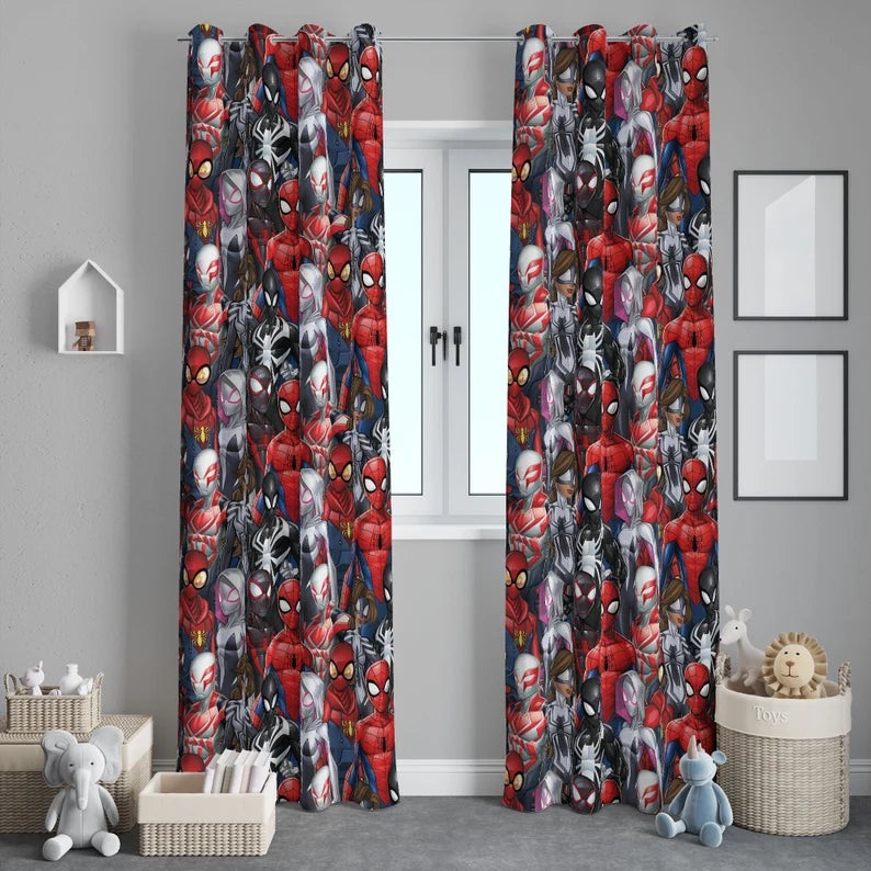 superhero drapes for boys room decor