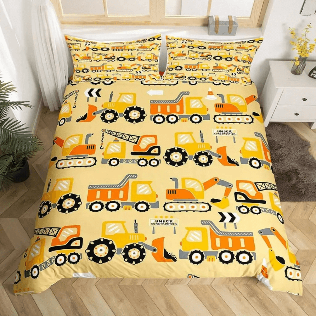 Construction Truck Print Bedding Set for Kids