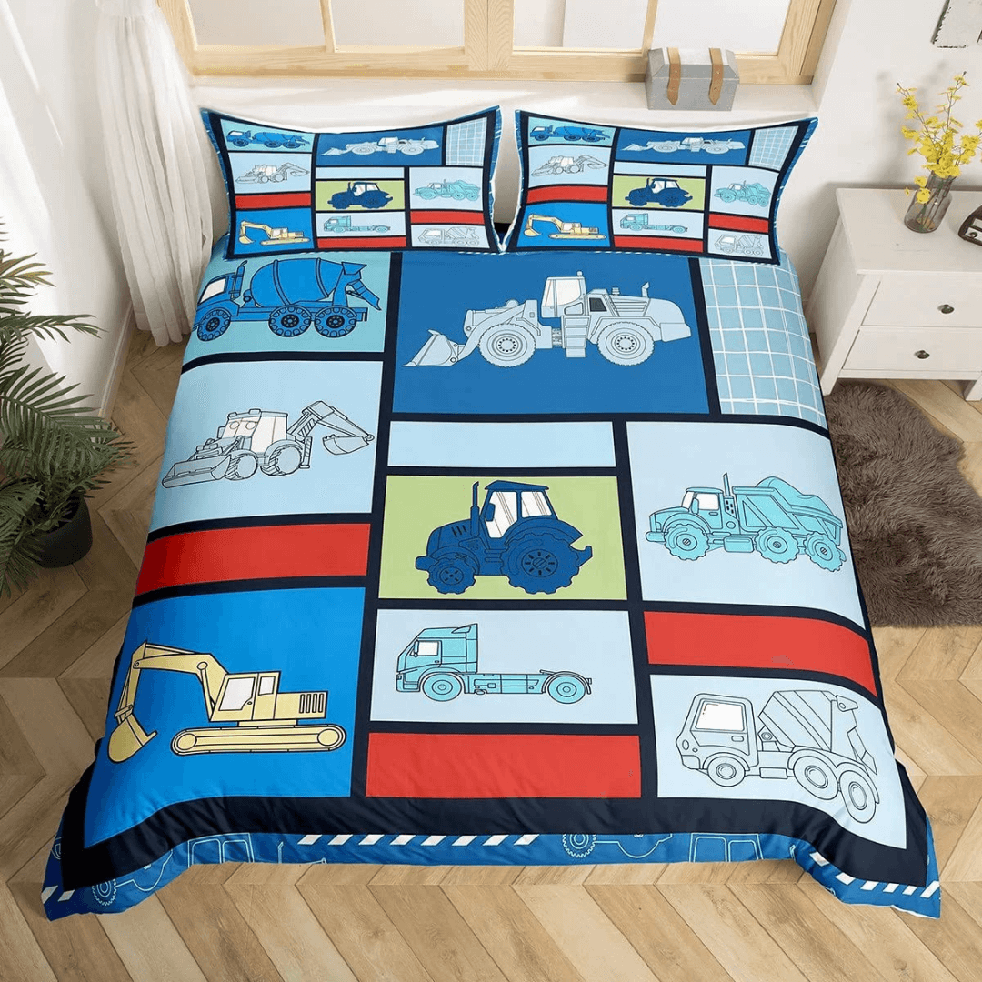 Kids Truck and Excavator Quilt Cover Bedding Set