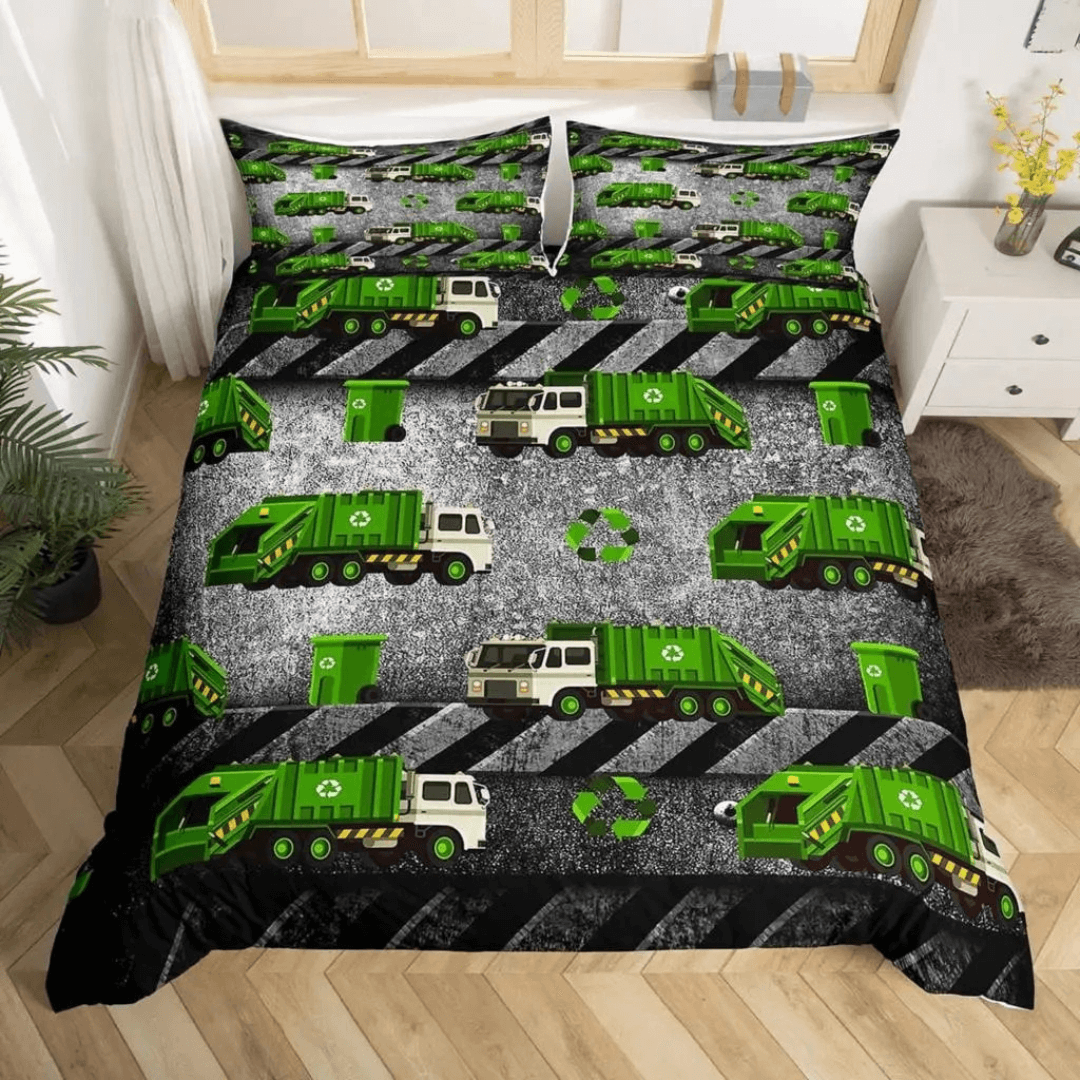 Cartoon Garbage Truck Bedding for Boys Room