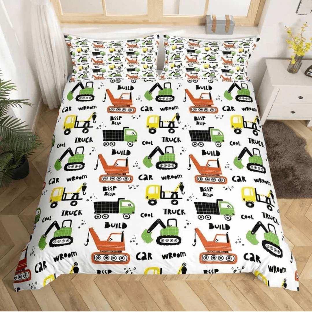Construction Vehicle Quilt Cover Set for Kids