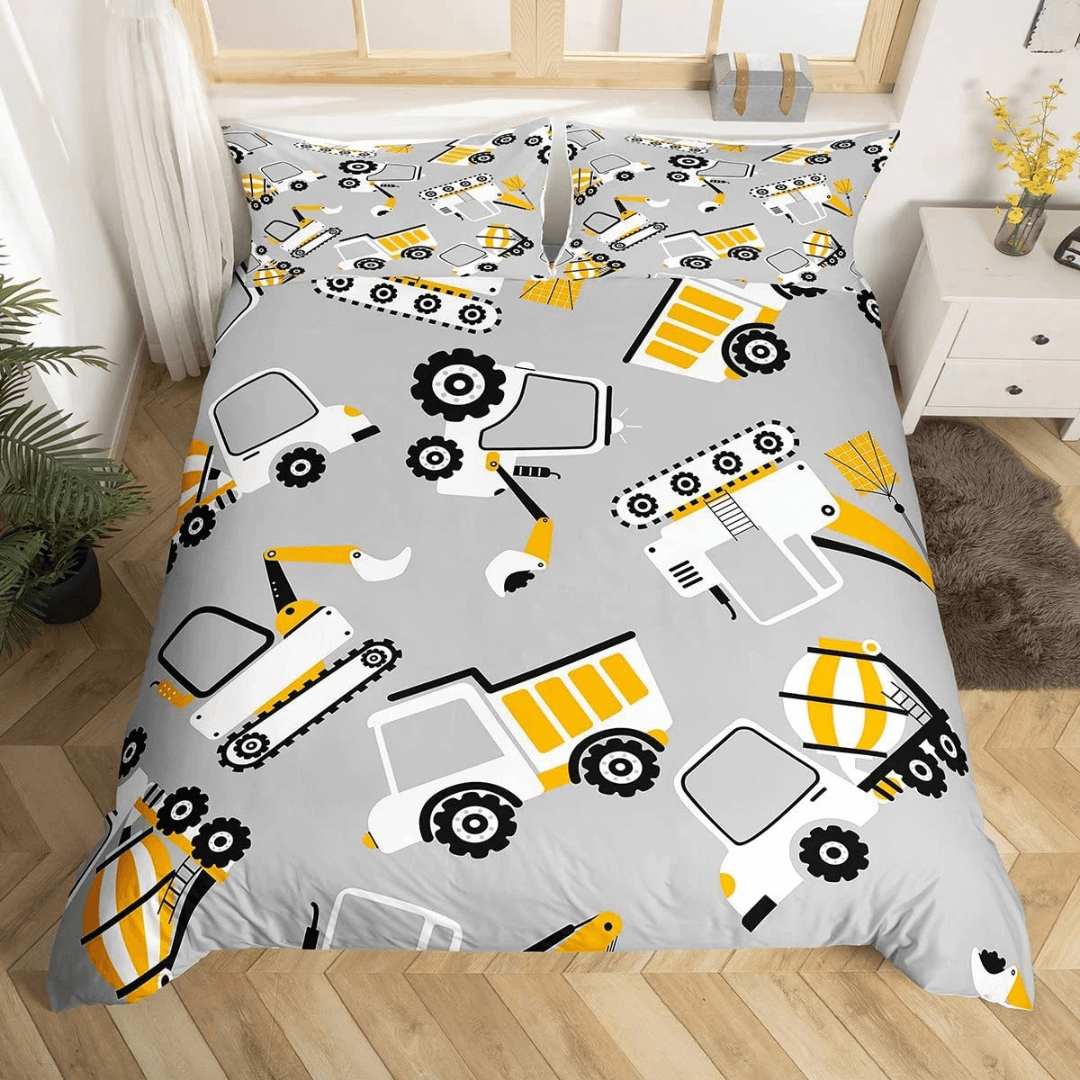Durable Construction Vehicle Comforter Cover Set