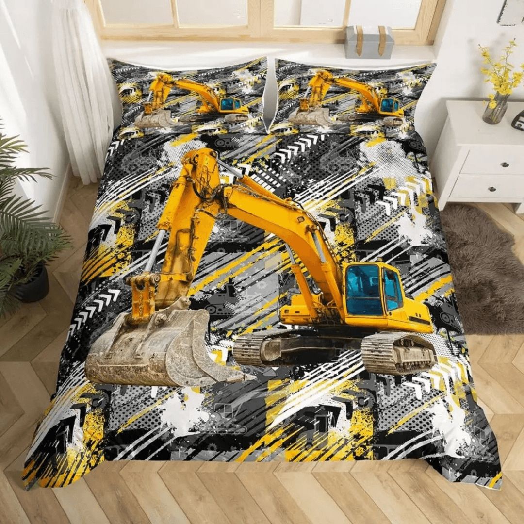 Kids Construction Site Duvet Cover and Pillowcase Set