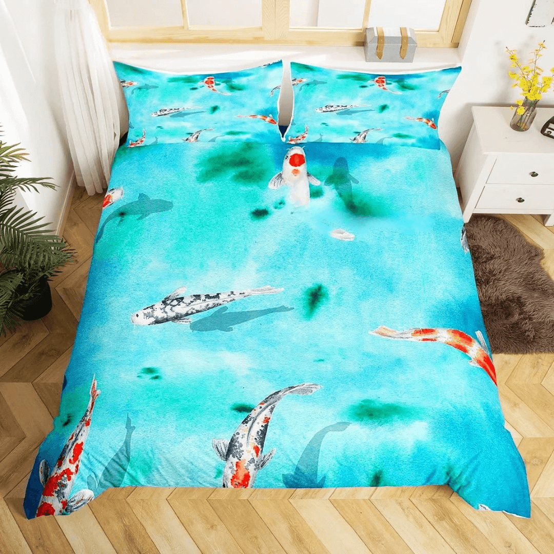 Elegant Koi Fish Duvet Cover for Bedroom Décor