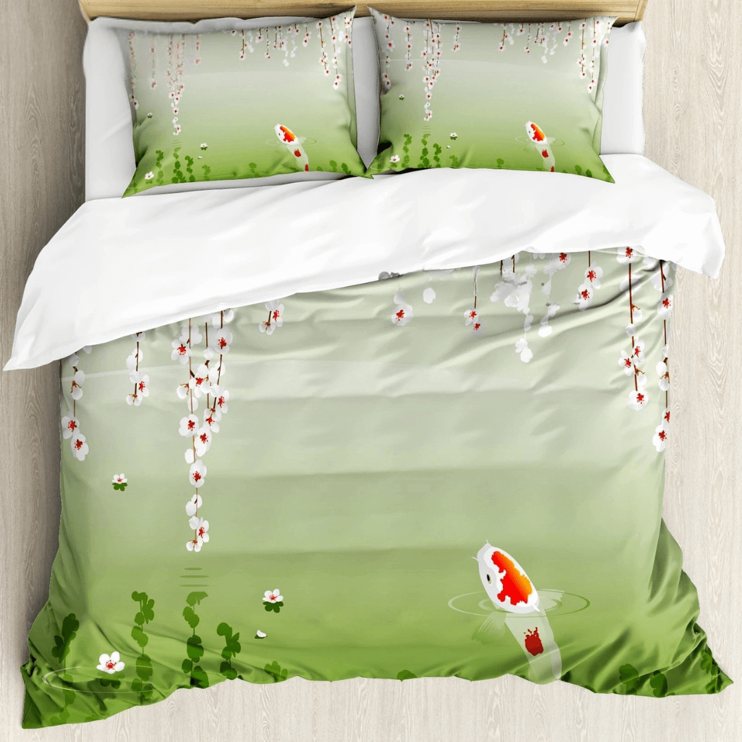 Japanese Style Koi Fish Quilt Cover 3 Piece Bedding Set