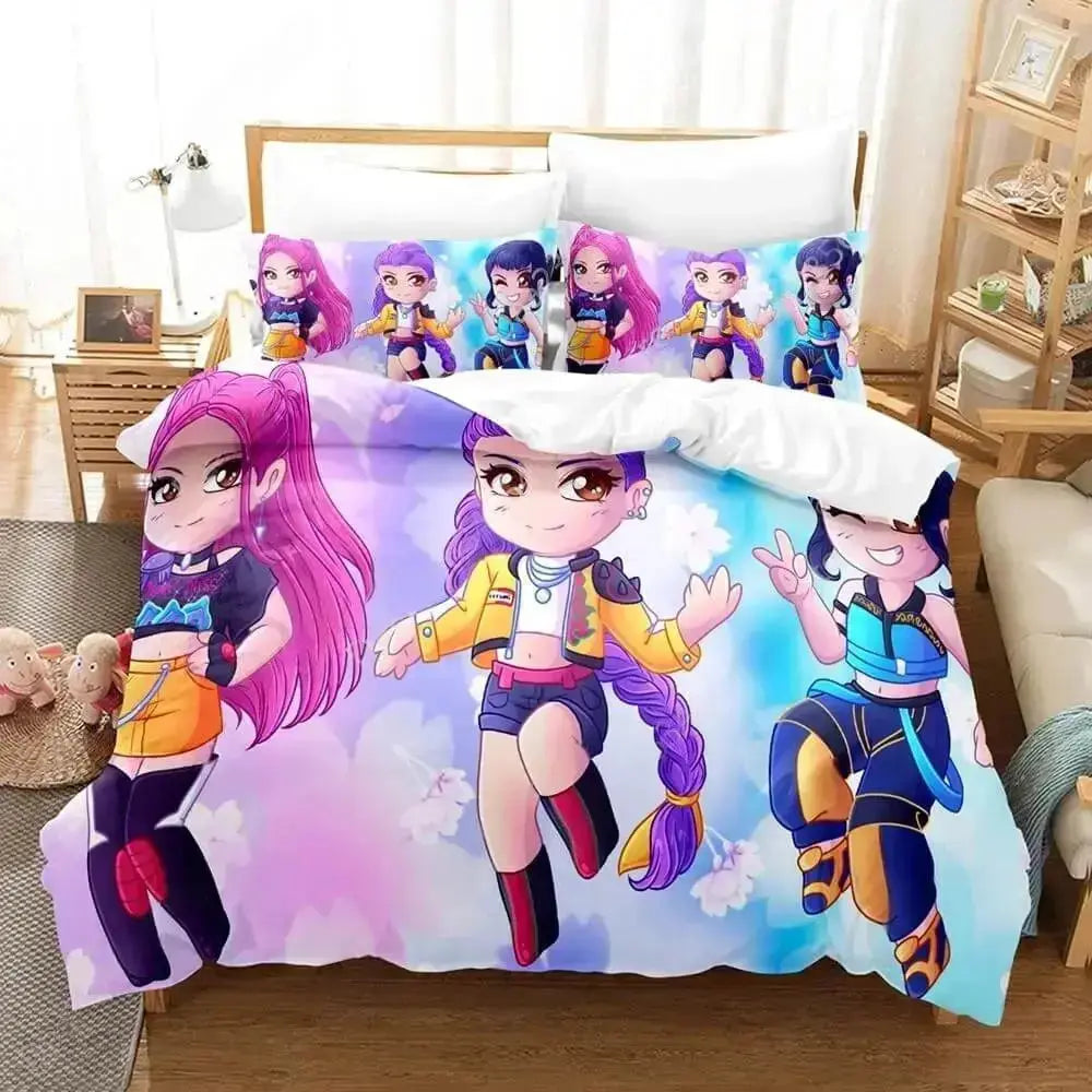 3D Kpop Demon Hunters Kids Quilt Cover