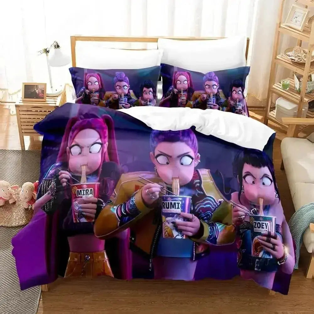 3D Kpop Demon Hunters Kids Quilt Cover