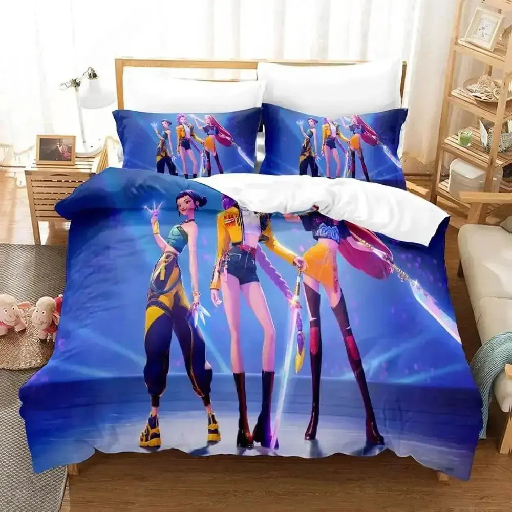 3D Kpop Demon Hunters Kids Bedding Cover