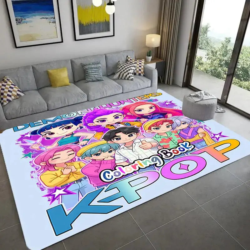 Kpop Demon Hunters Cartoon Anime Kids Floor Mat