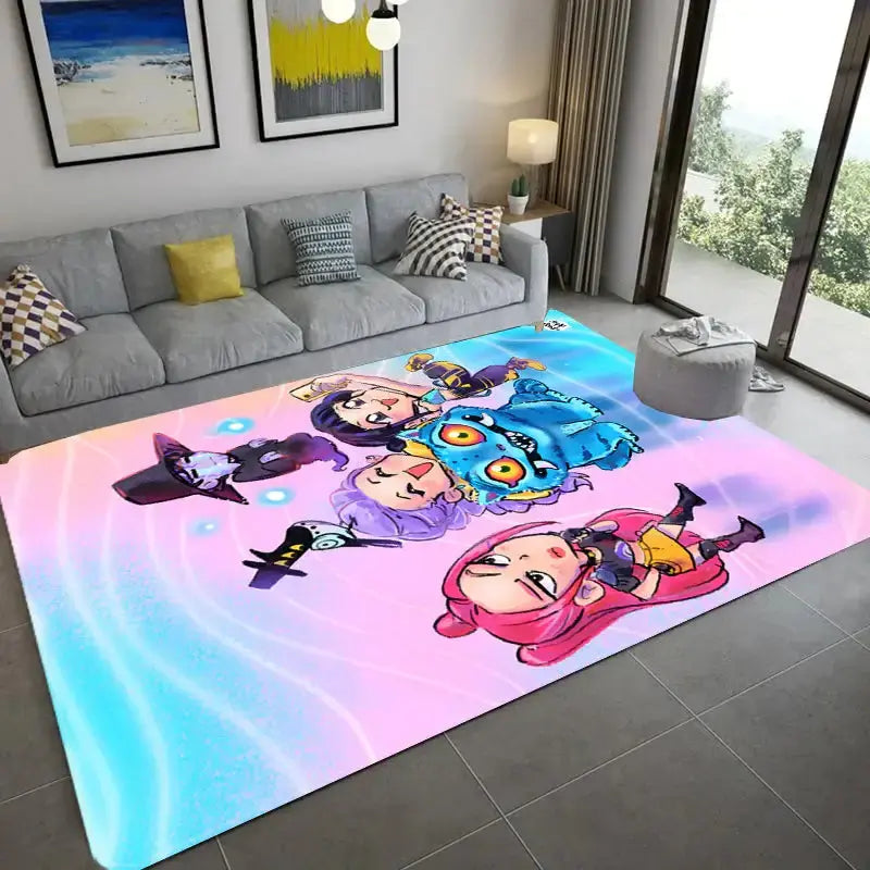 Kpop Demon Hunters Anime Cartoon Kids Area Rug