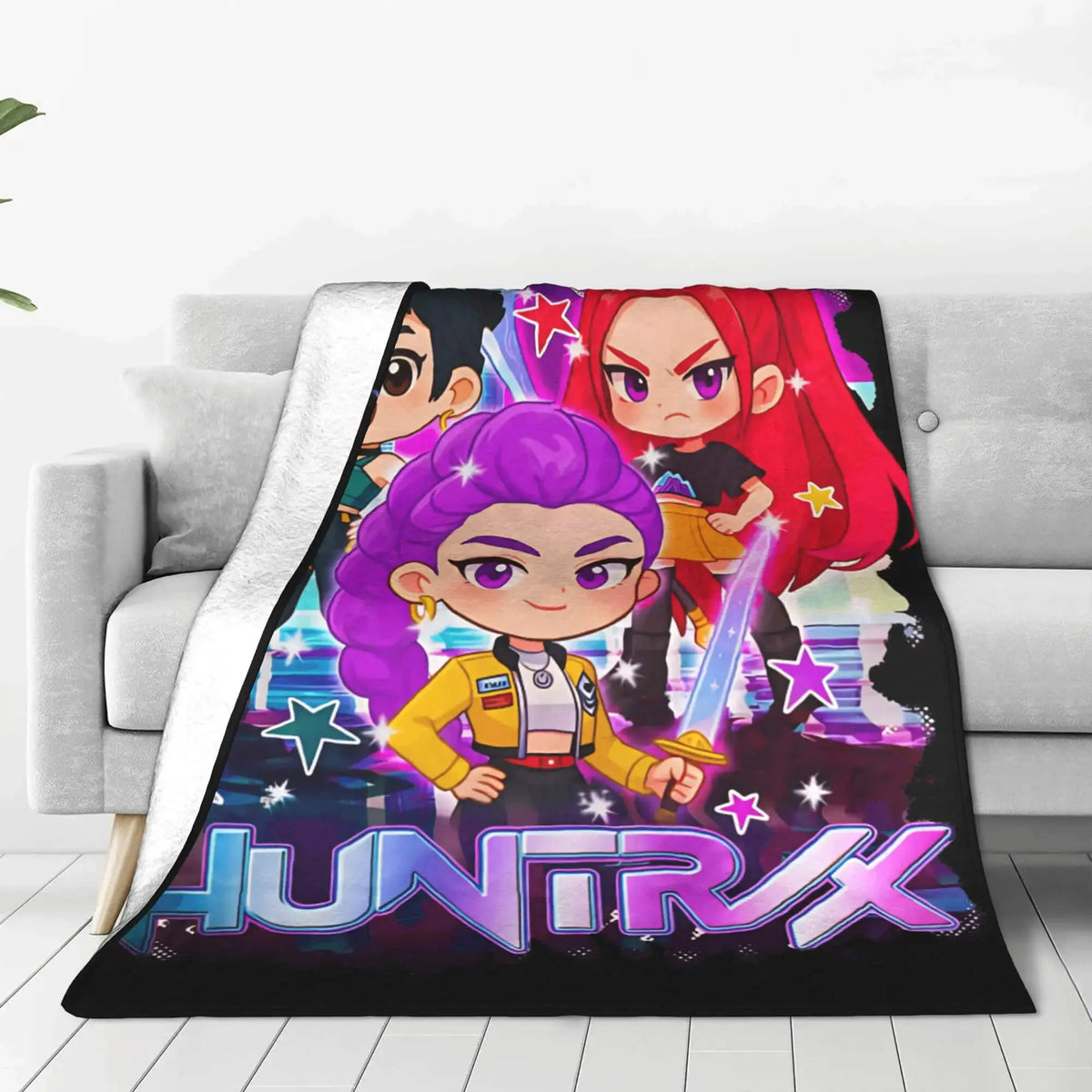 Kpop Demon Hunters Huntrix Kids Flannel Throw Blanket
