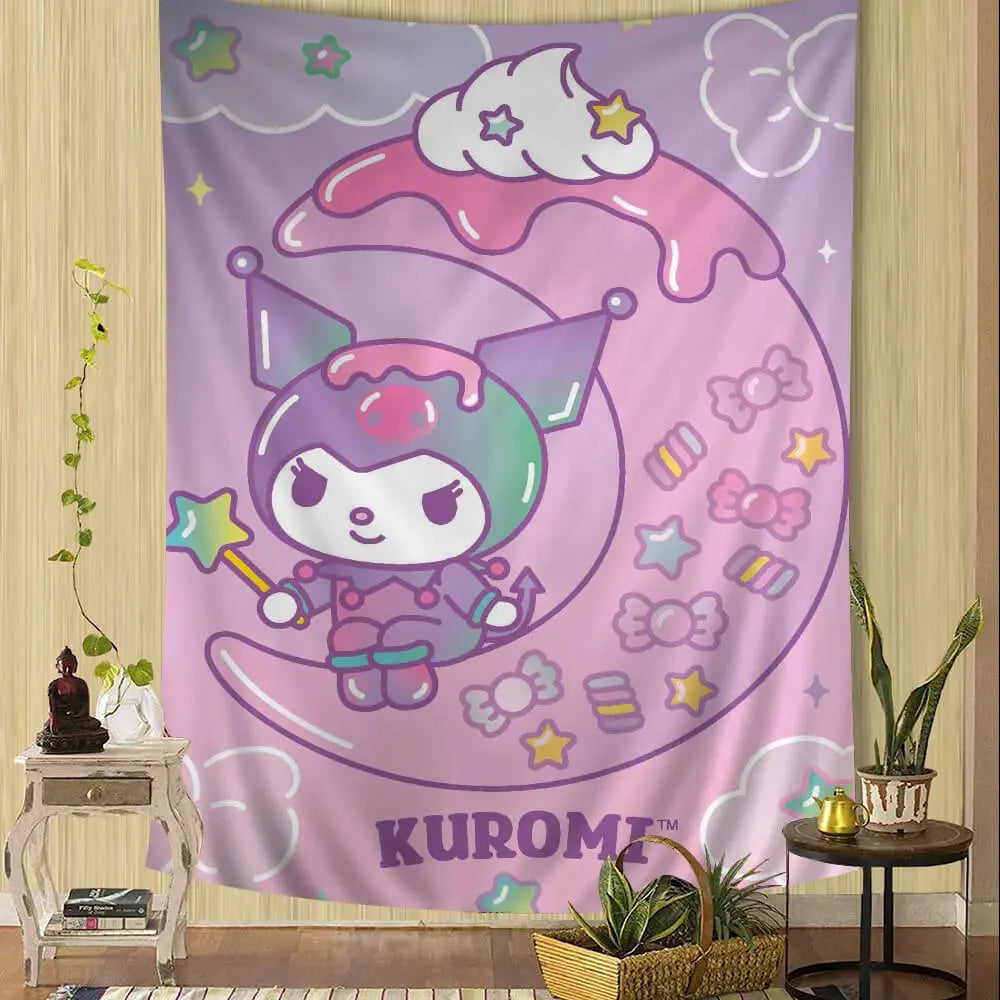 Kuromi Cartoon Wall Tapestry Zirconic