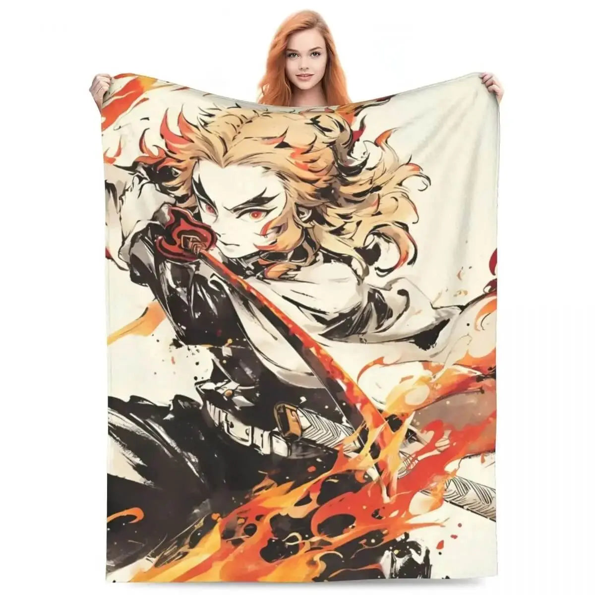 Anime Demon Slayer Kyojuro Rengoku Throw Blanket