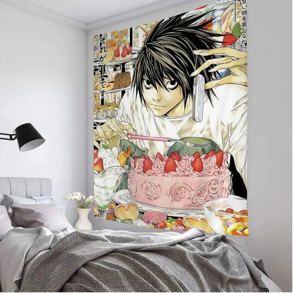 L Lawliet Death Note Anime Wall Tapestry