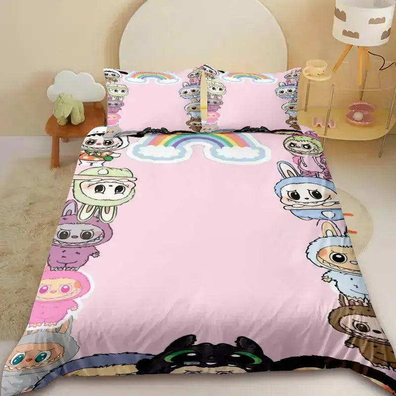 Labubu The Monsters Vos Dolls Anime Kids Quilt Cover Zirconic