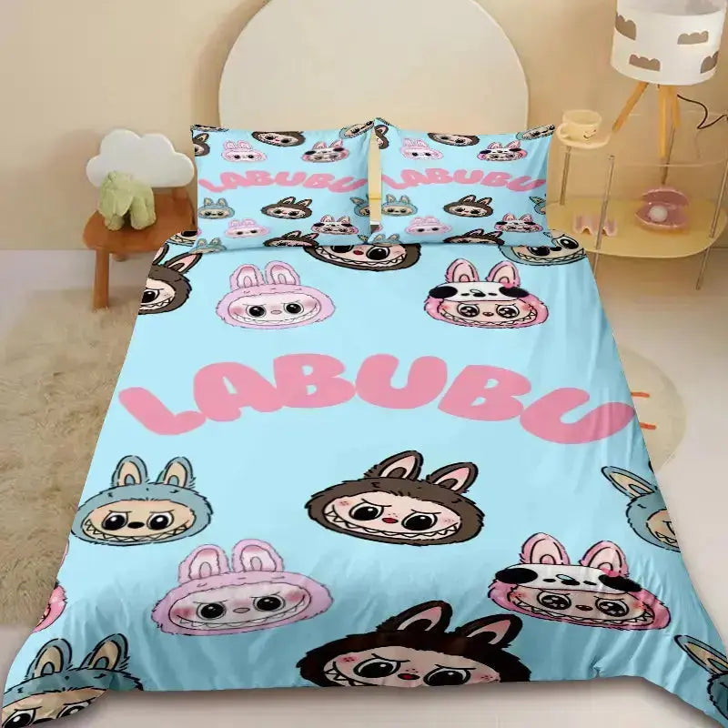 Labubu The Monsters Pato Dolls Anime Kids Quilt Cover Zirconic