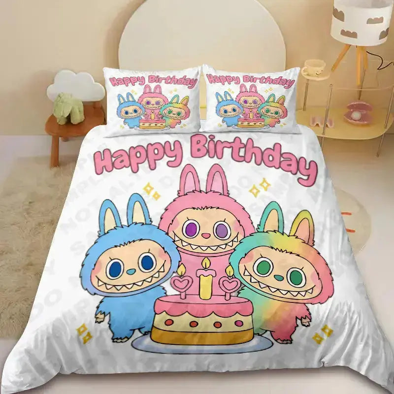 Labubu The Monsters Makoko Dolls Anime Kids Bedding Cover Set Zirconic