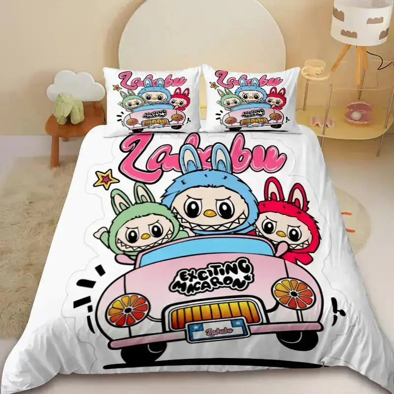 Labubu The Monsters Pato Dolls Anime Kids Duvet Cover Zirconic