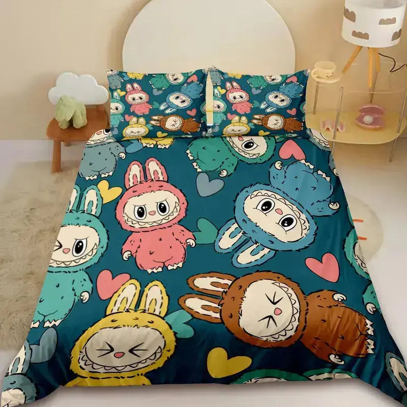 Labubu The Monsters Yaya Dolls Anime Kids Bedding Set Zirconic