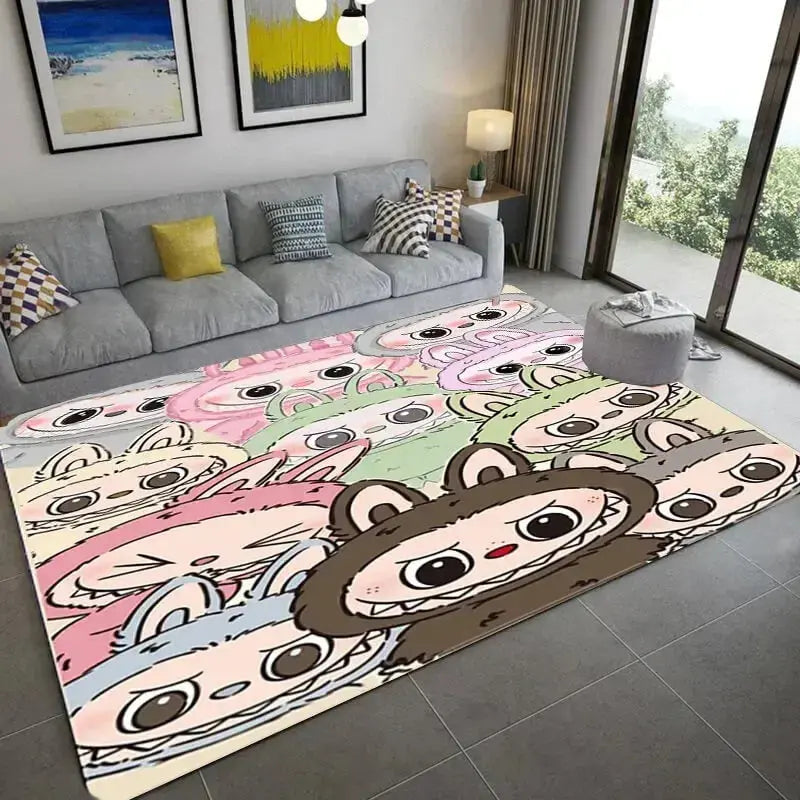 Labubu The Monsters Pato Dolls Anime Kids Rug Zirconic