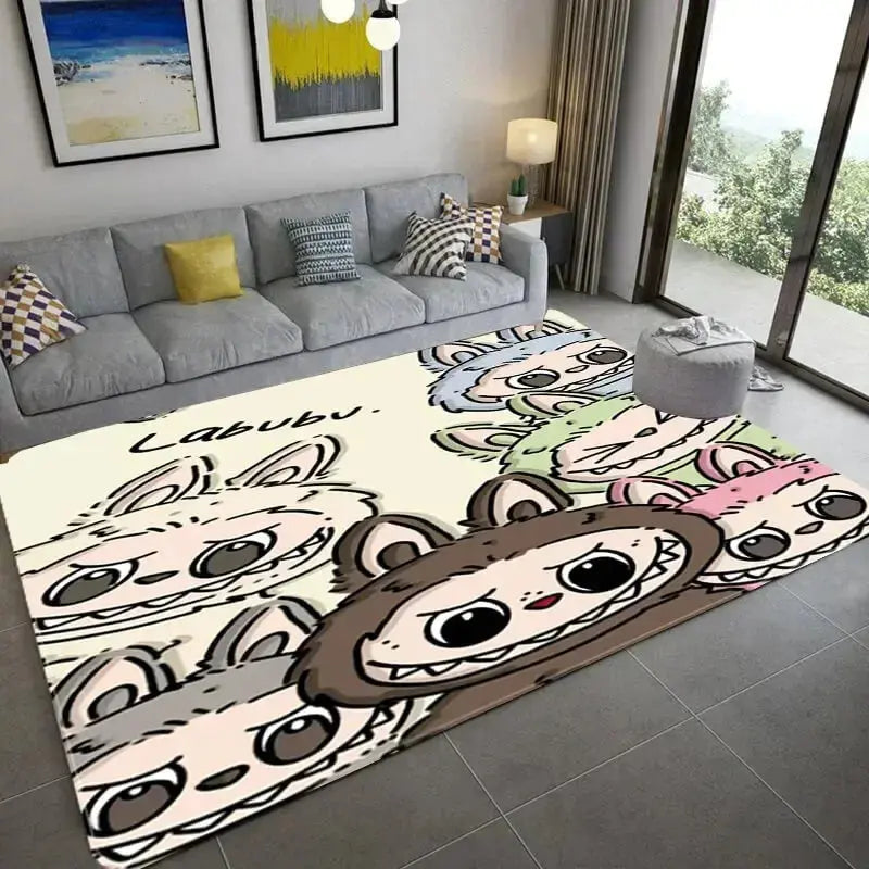 Labubu The Monsters Vos Dolls Anime Kids Rug Zirconic