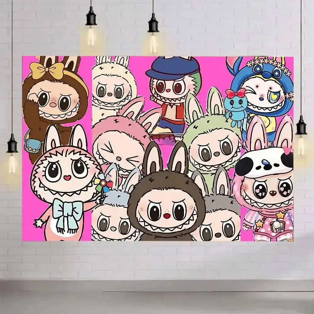 Labubu The Monsters Zimomo Dolls Anime Tapestry Zirconic