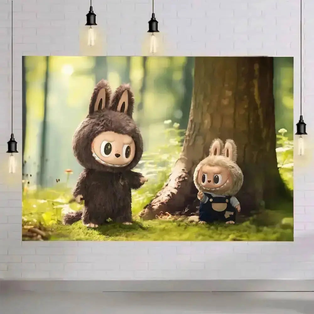 Labubu The Monsters Zimomo & Makoko Dolls Anime Cartoon Kids Tapestry Zirconic