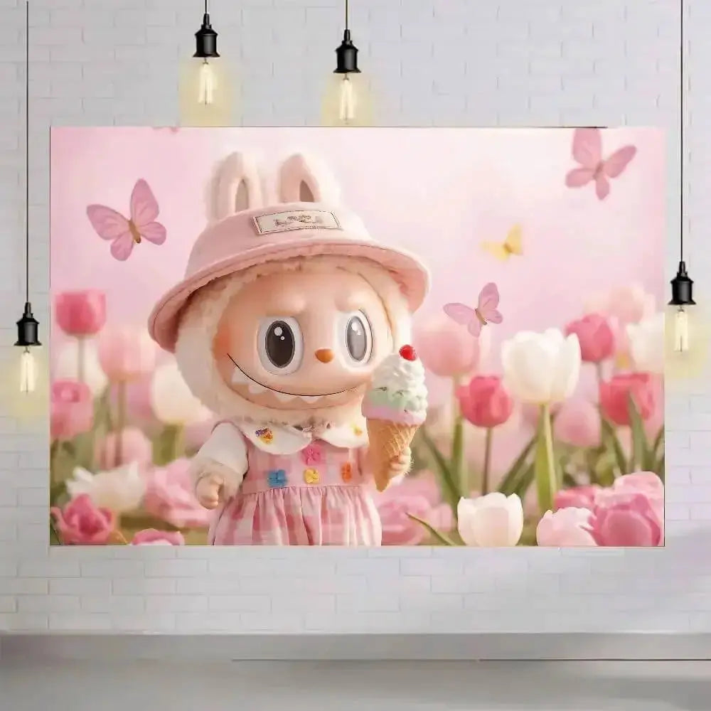 Labubu The Monsters Makoko Dolls Anime Cartoon Kids Tapestry Zirconic