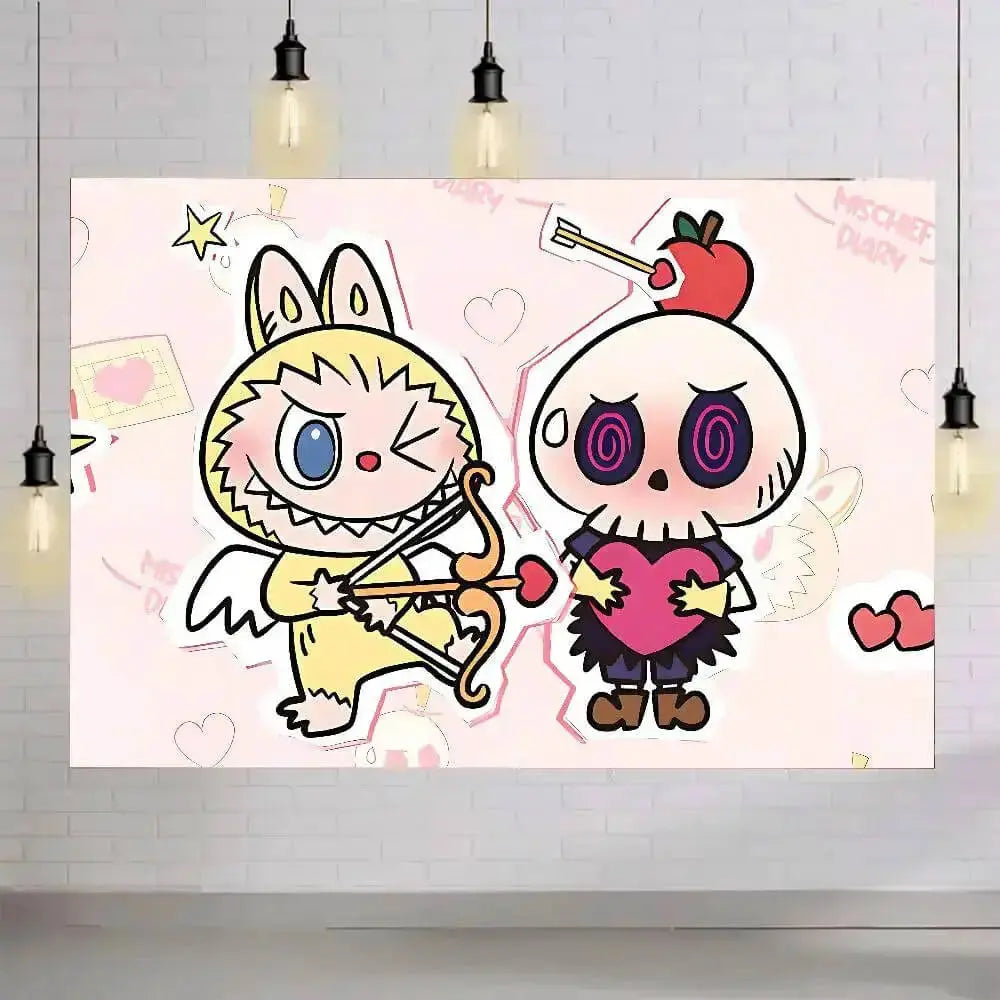 Labubu The Monsters Spooky Dolls Anime Kids Tapestry Zirconic