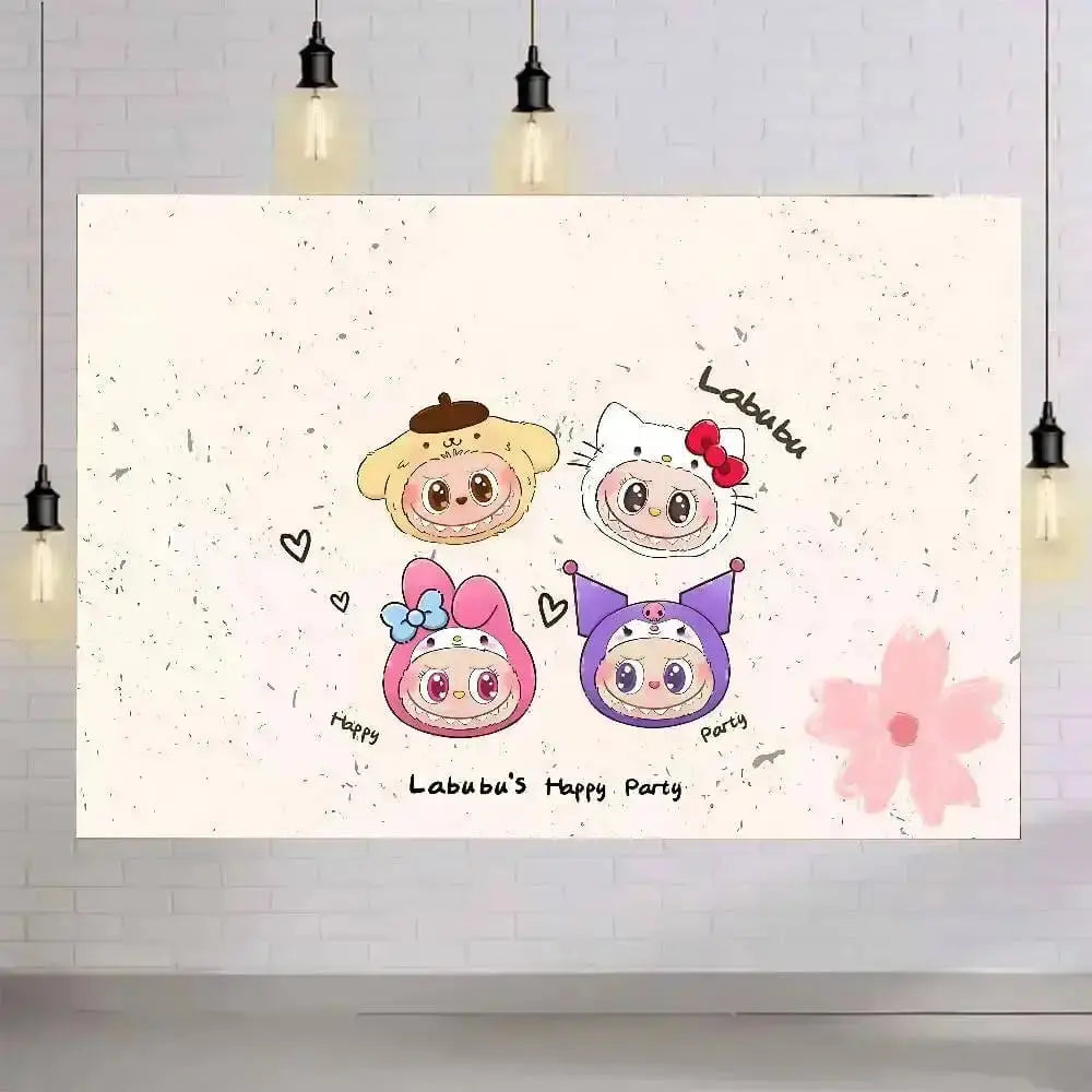 Labubu The Monsters Pato Dolls Anime Tapestry Zirconic