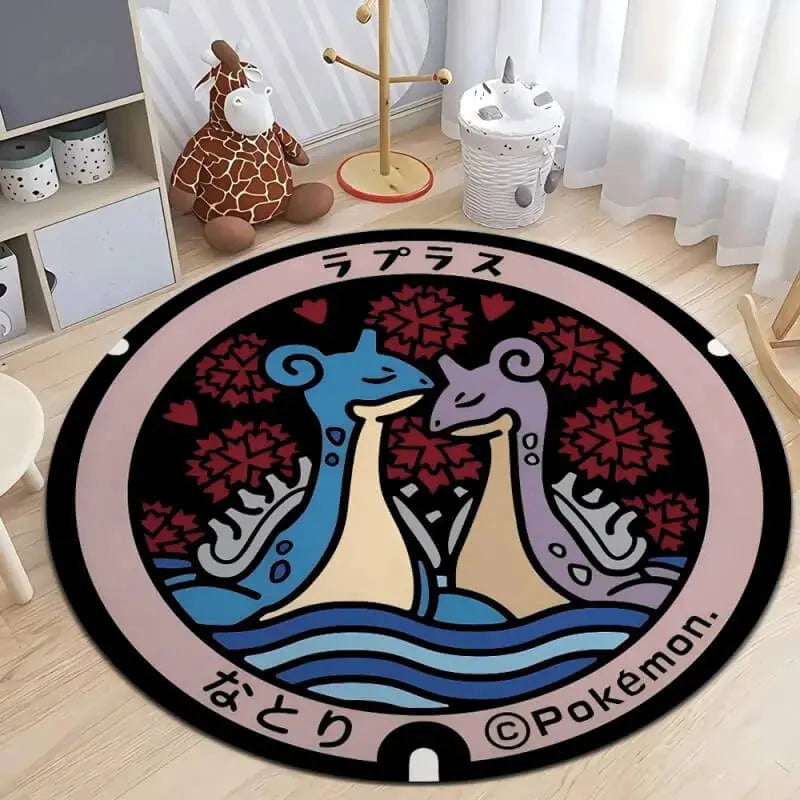 Soft round rug with non-slip base placed in a cozy living room