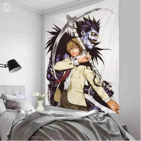 Light Yagami & Ryuk Death Note Wall Tapestry – Anime Gothic Decor