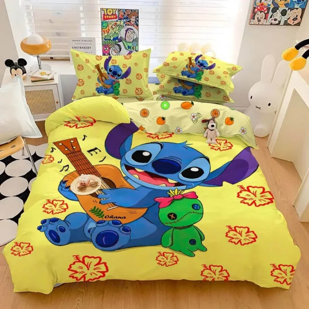 Cute cartoon Stitch bedding set for kids bedroom