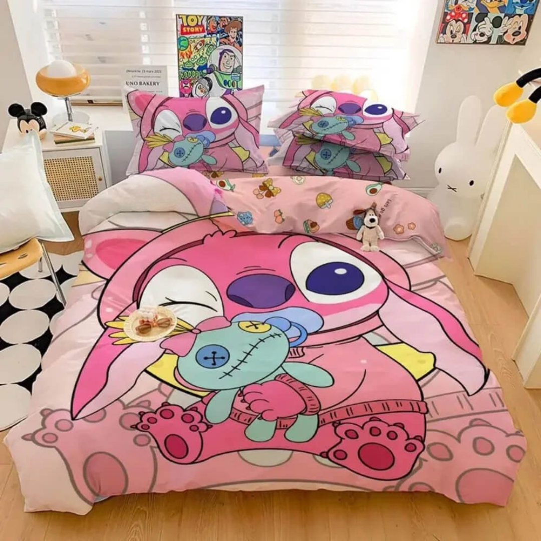 Lilo & Stitch Pink bedding set with duvet cover and pillowcases