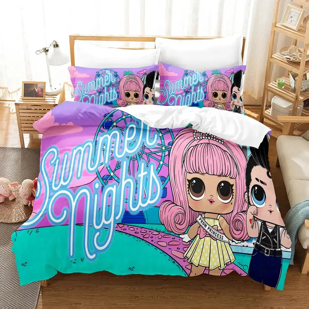 Lol Surprise Dolls Barbie Kids Cartoon Quilt Cover