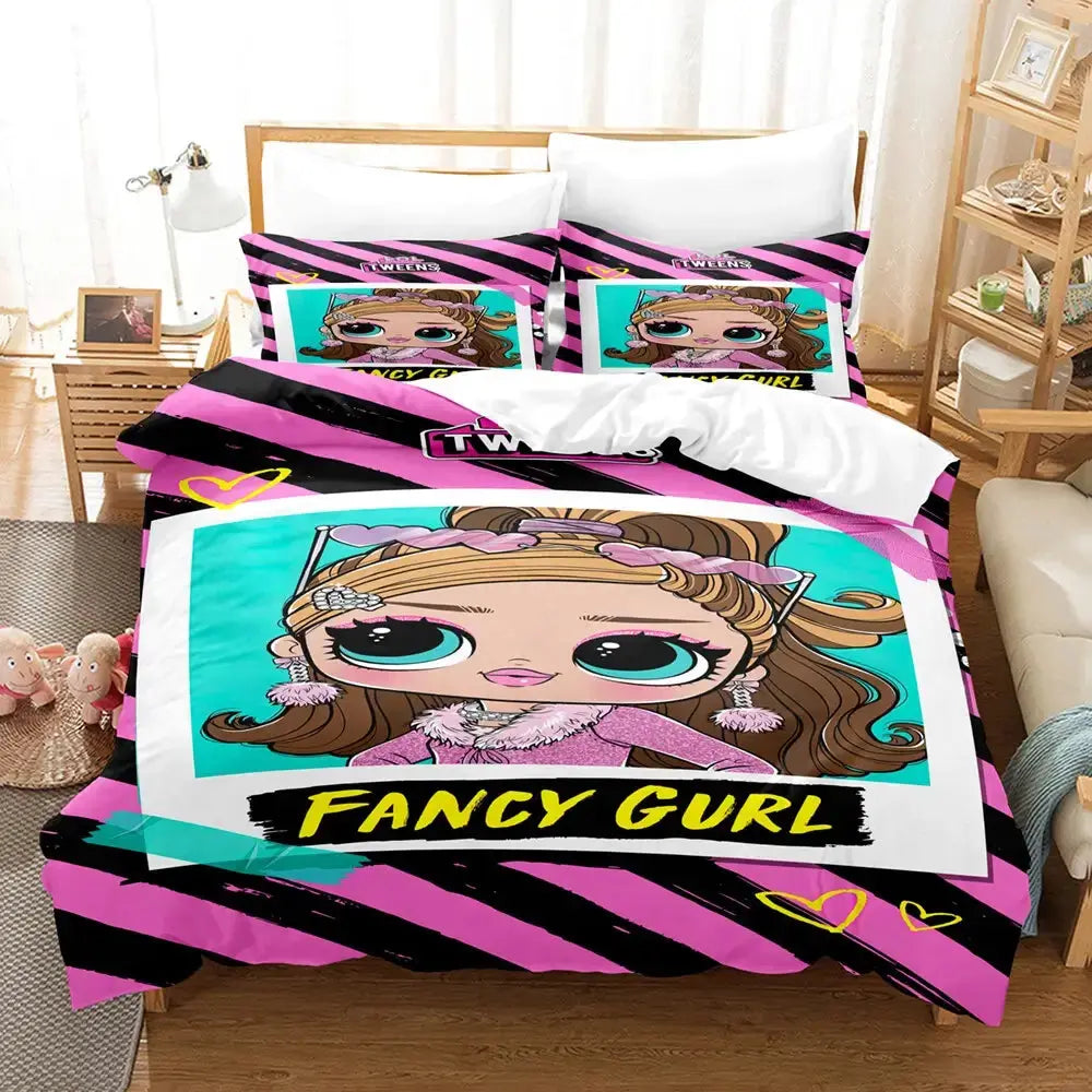Lol Surprise Dolls Fancy Girl Cartoon Bedding Cover Set