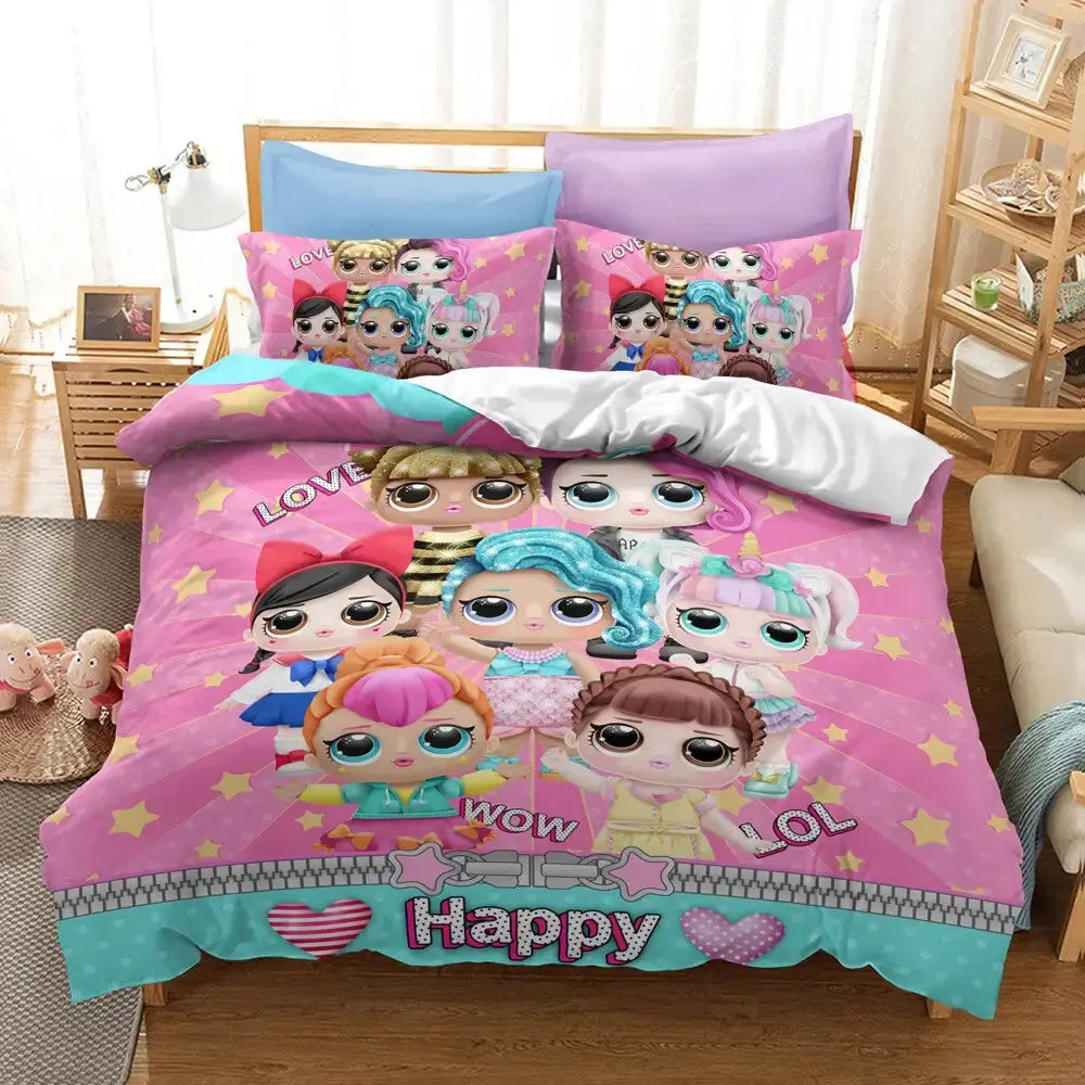 Lol Surprise Dolls Fanime & Splash Queen Cartoon Kids Bedding Cover Set